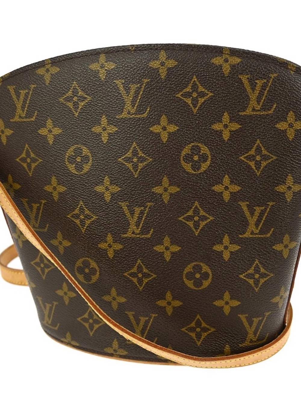 💯 Authentic Louis Vuitton Monogram Crossbody DROUOT with Tan Vachetta Strap - Picture 3 of 10